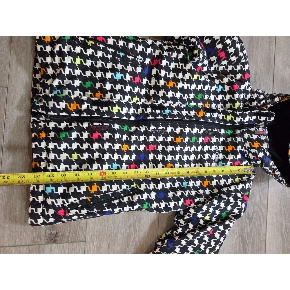 Columbia Colorful Graphic Print Insulated Winter Ski Jacket Hooded Girls 10-12